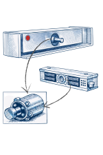 Dibujo esquemático del sistema de bloqueo electromagnético y mecánico.