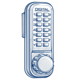 Dibujo esquemático de una cerradura de combinación digital