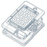 Dibujo esquemático de una cerradura de combinación Essex.